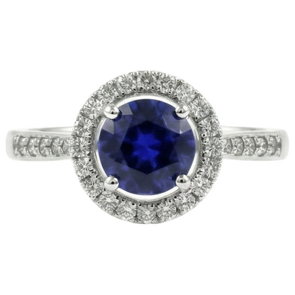 White Gold 14K Sri Lanka Sapphire Round Cut 2.5 Carats Natural Earth Mined Diamond Ring