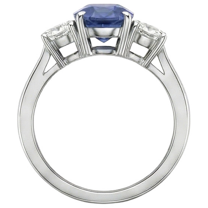 White Gold 14K Three Stone 3.50 Carats Sapphire And Natural Earth Mined Diamonds Ring