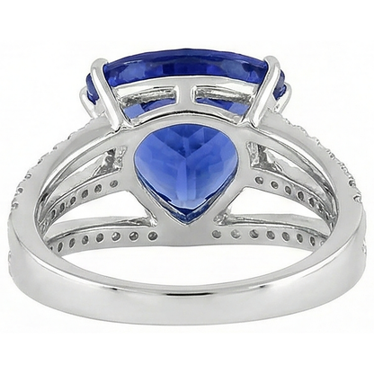 White Gold 14K Trillion Tanzanite And Natural Earth Mined Diamonds 6 Carats Ring
