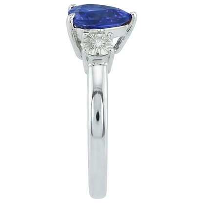 White Gold 3 Stone Ring Heart Sri Lankan Sapphire & Natural Earth Mined Diamonds 11 Carats