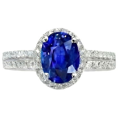 White Gold 4.81 Carat Ceylon Sapphire Natural Earth Mined Diamonds Double Shank Ring