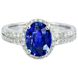 White Gold 4.81 Carat Ceylon Sapphire Natural Earth Mined Diamonds Double Shank Ring