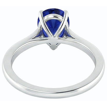 White Gold Blue Sapphire Ring Pear & Round Natural Earth Mined Diamonds 2.50 Carats