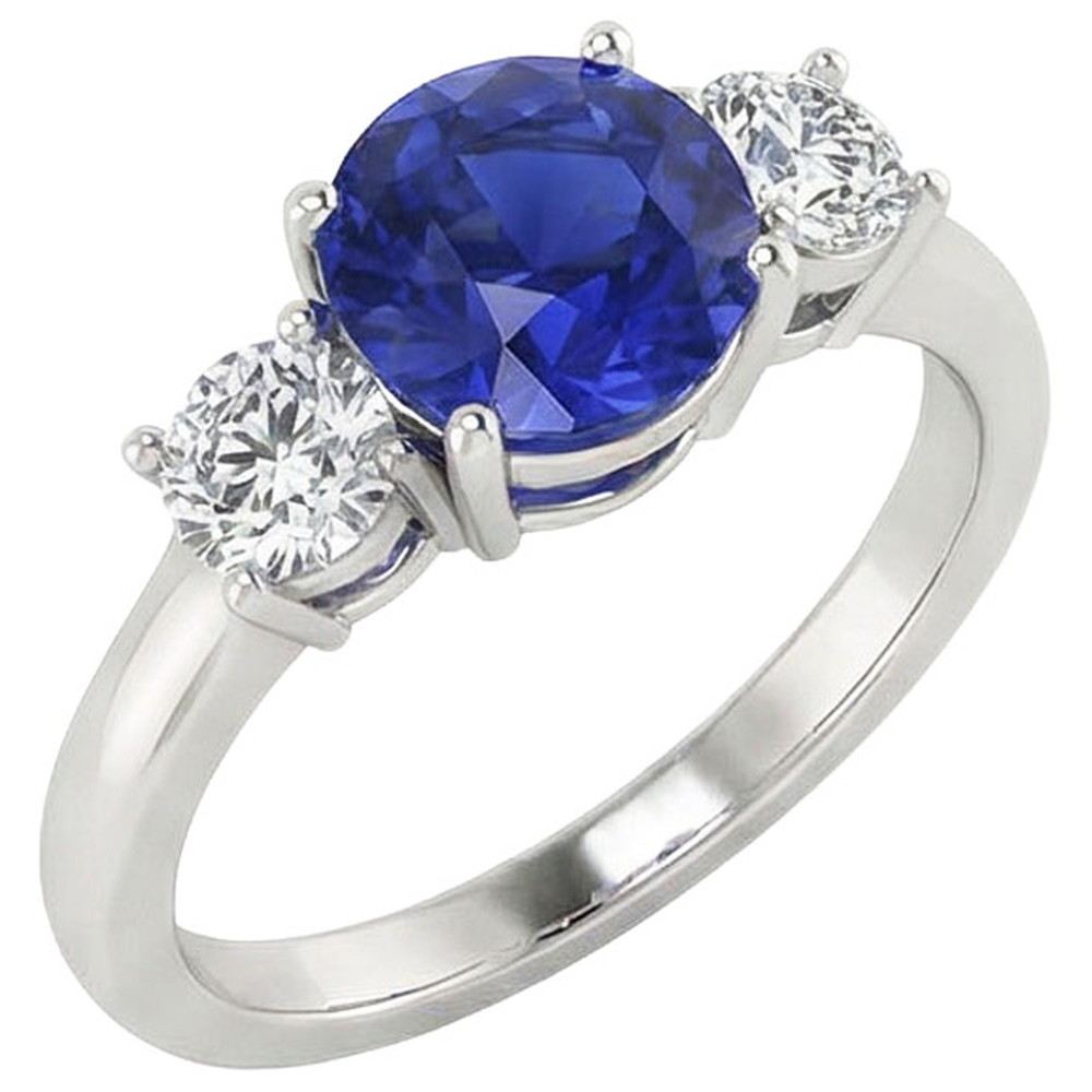 natural round sapphire 5ct ring side angle