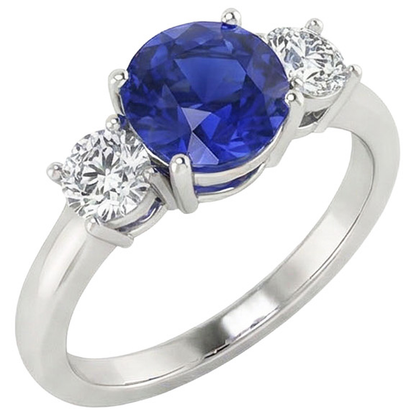 natural round sapphire 5ct ring side angle