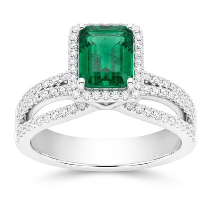 White Gold Emerald Cut Colombian Green Emerald Natural Earth Mined Diamond Wedding Ring 8.50 Carats