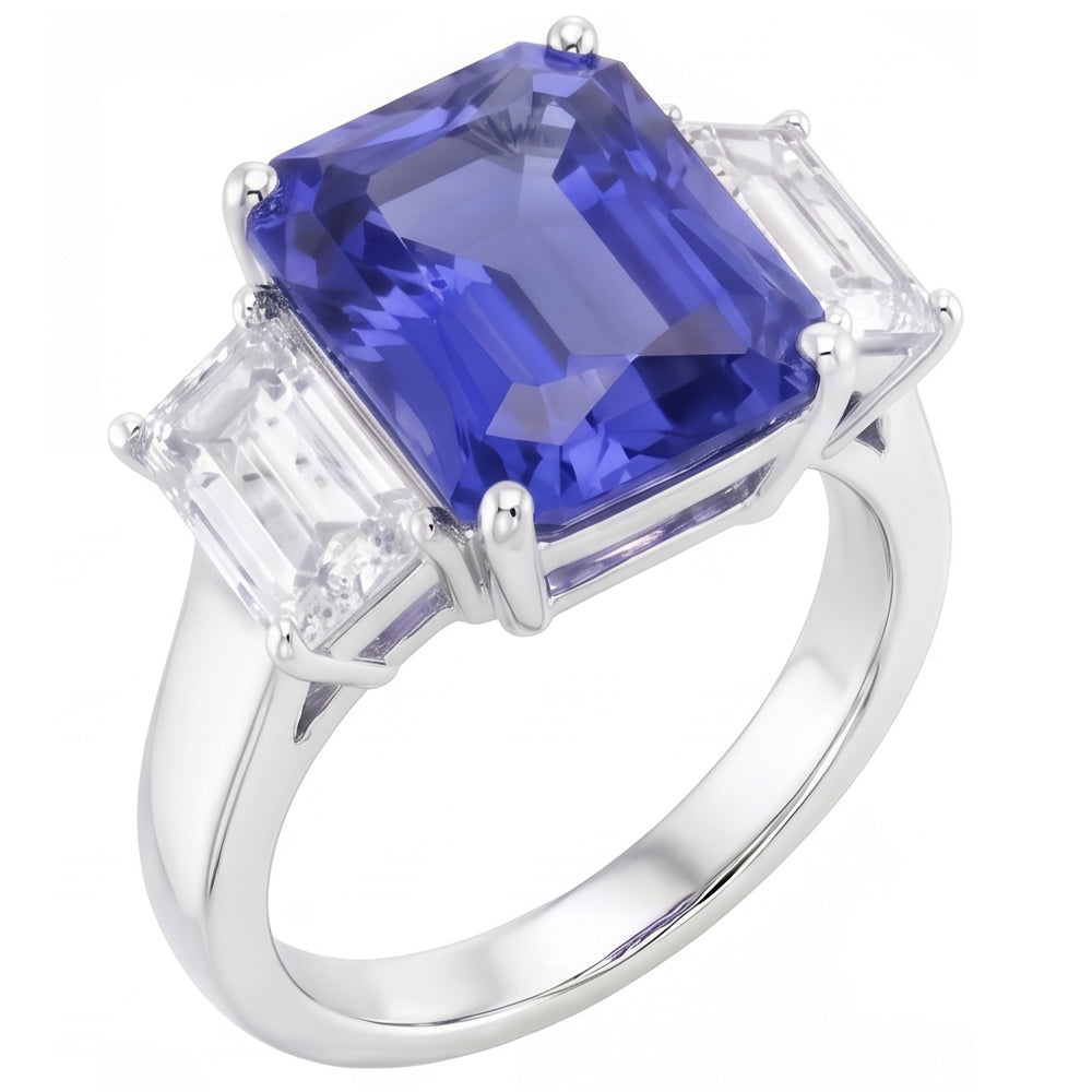 White Gold Emerald Natural Earth Mined Diamond Ring 5 Carats Sapphire Jewelry 14K