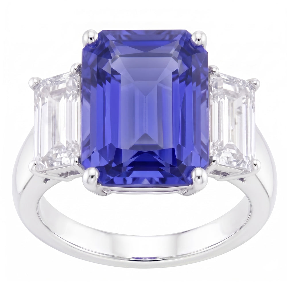 White Gold Emerald Natural Earth Mined Diamond Ring 5 Carats Sapphire Jewelry 14K