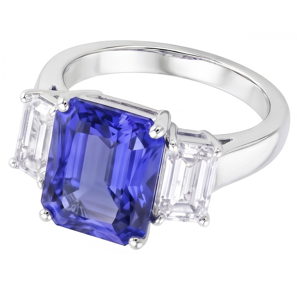 White Gold Emerald Natural Earth Mined Diamond Ring 5 Carats Sapphire Jewelry 14K