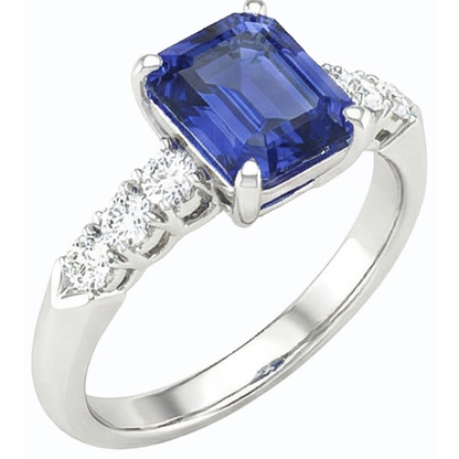White Gold Engagement Sri Lankan Sapphire Ring & Natural Earth Mined Diamonds 2.50 Carats
