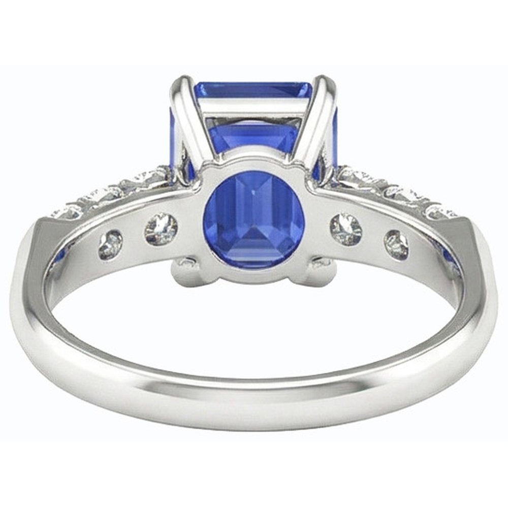 White Gold Engagement Sri Lankan Sapphire Ring & Natural Earth Mined Diamonds 2.50 Carats