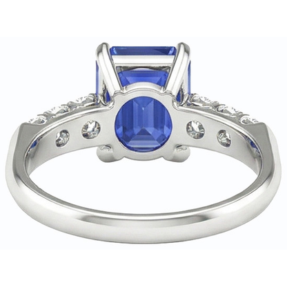 White Gold Engagement Sri Lankan Sapphire Ring & Natural Earth Mined Diamonds 2.50 Carats