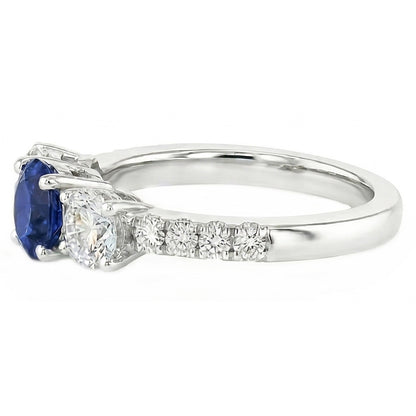 White Gold Gemstone Ring With Accents 2 Carats Natural Blue Sapphire