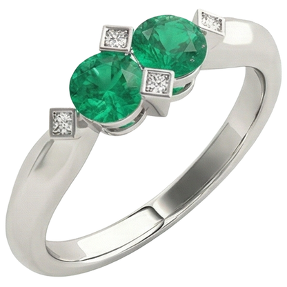 White Gold Green Emerald GIA Ring Real Gemstone Jewelry