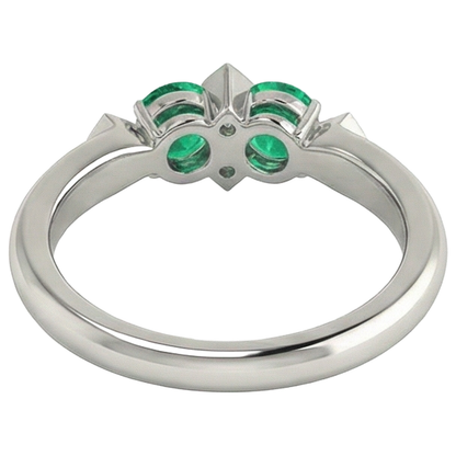 White Gold Green Emerald GIA Ring Real Gemstone Jewelry