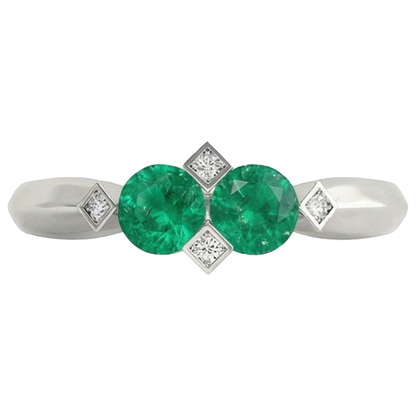White Gold Green Emerald GIA Ring Real Gemstone Jewelry
