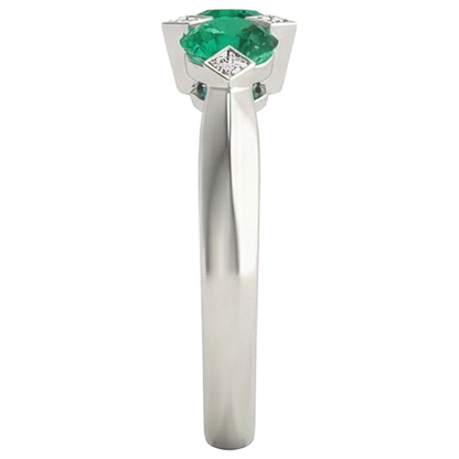 White Gold Green Emerald GIA Ring Real Gemstone Jewelry