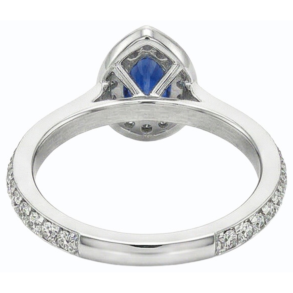 White Gold Halo Ceylon Sapphire Ring Natural Earth Mined Diamond Jewelry Accented 4 Carats