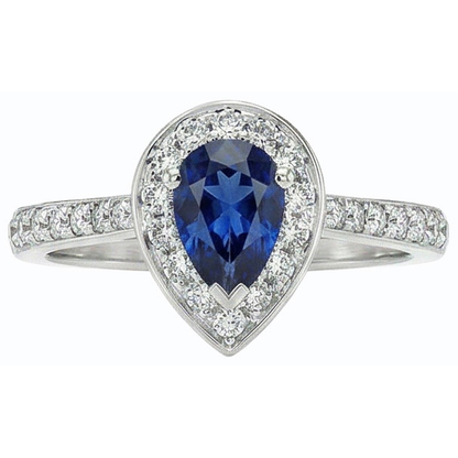 White Gold Halo Ceylon Sapphire Ring Natural Earth Mined Diamond Jewelry Accented 4 Carats
