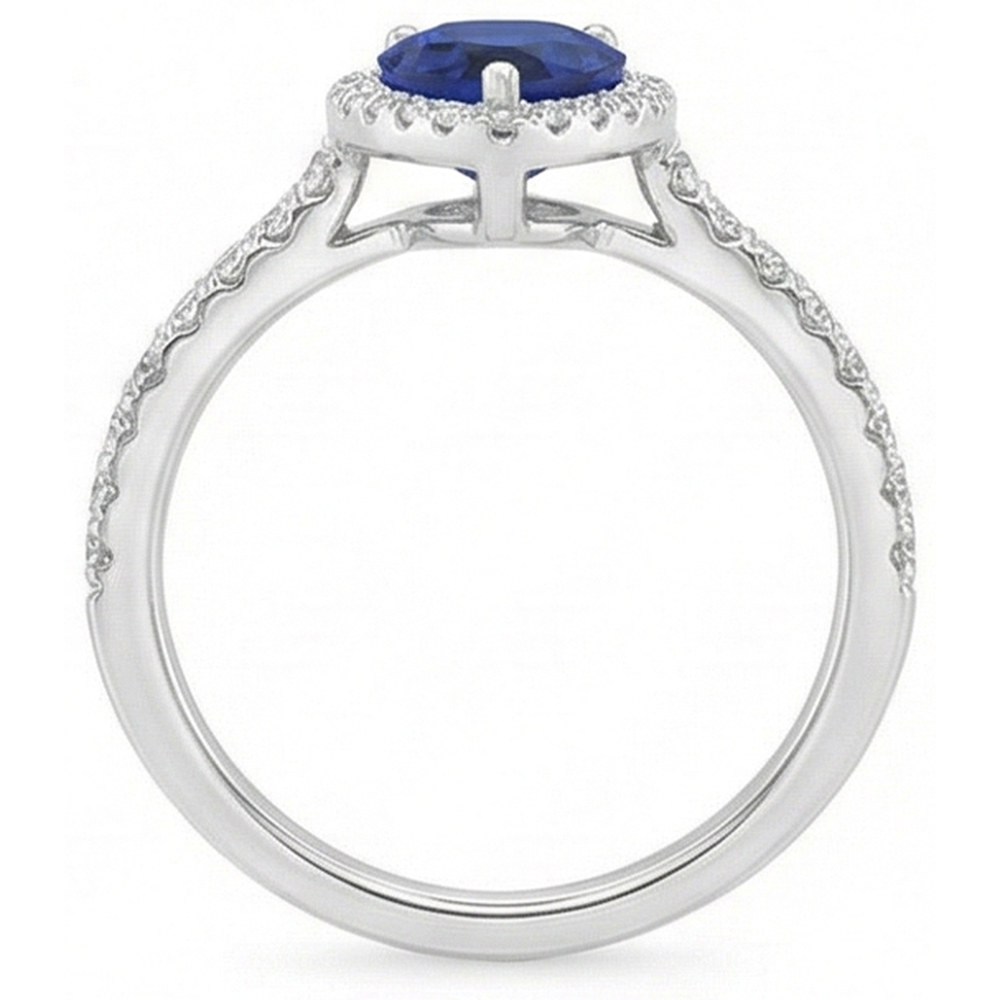 natural round sapphire 3.50ct ring on white background