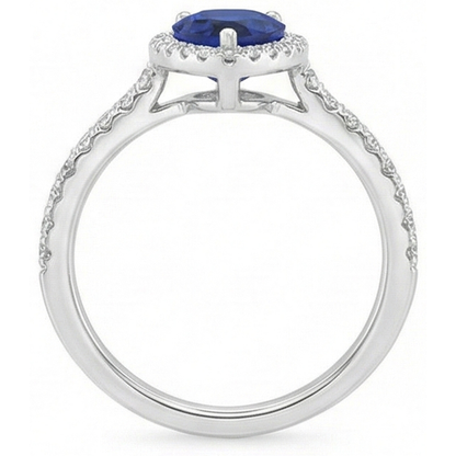 natural round sapphire 3.50ct ring on white background