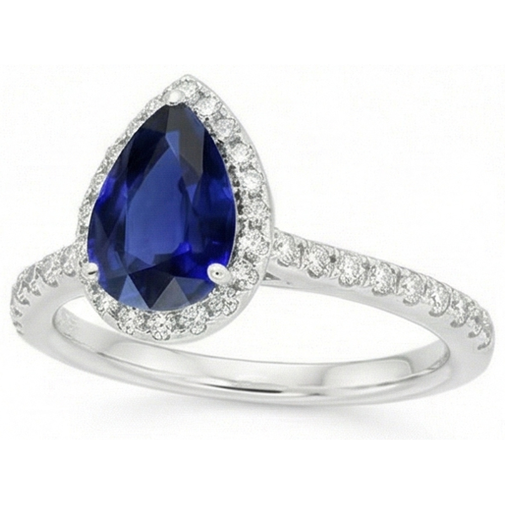 natural round sapphire 3.50ct ring close up detail