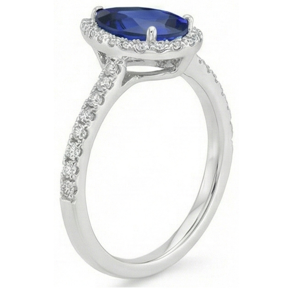 natural round sapphire 3.50ct ring top view