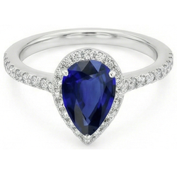 Natural Sapphire Ring 3.50ct - White Gold 14K