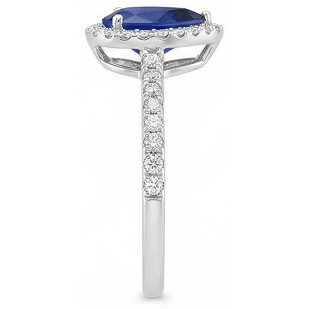 natural round sapphire 3.50ct ring profile view