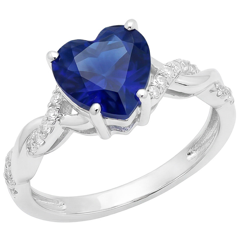 natural round sapphire 3.50ct ring front view