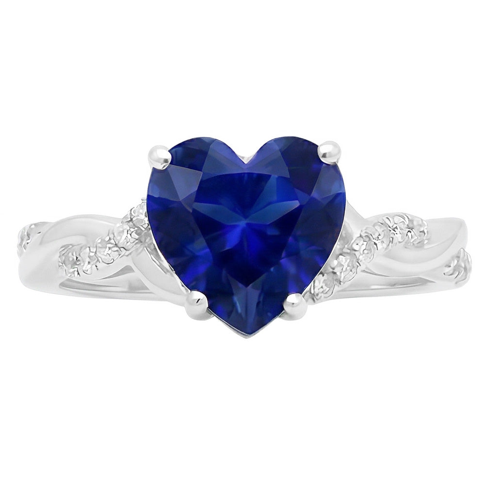 natural round sapphire 3.50ct ring side angle