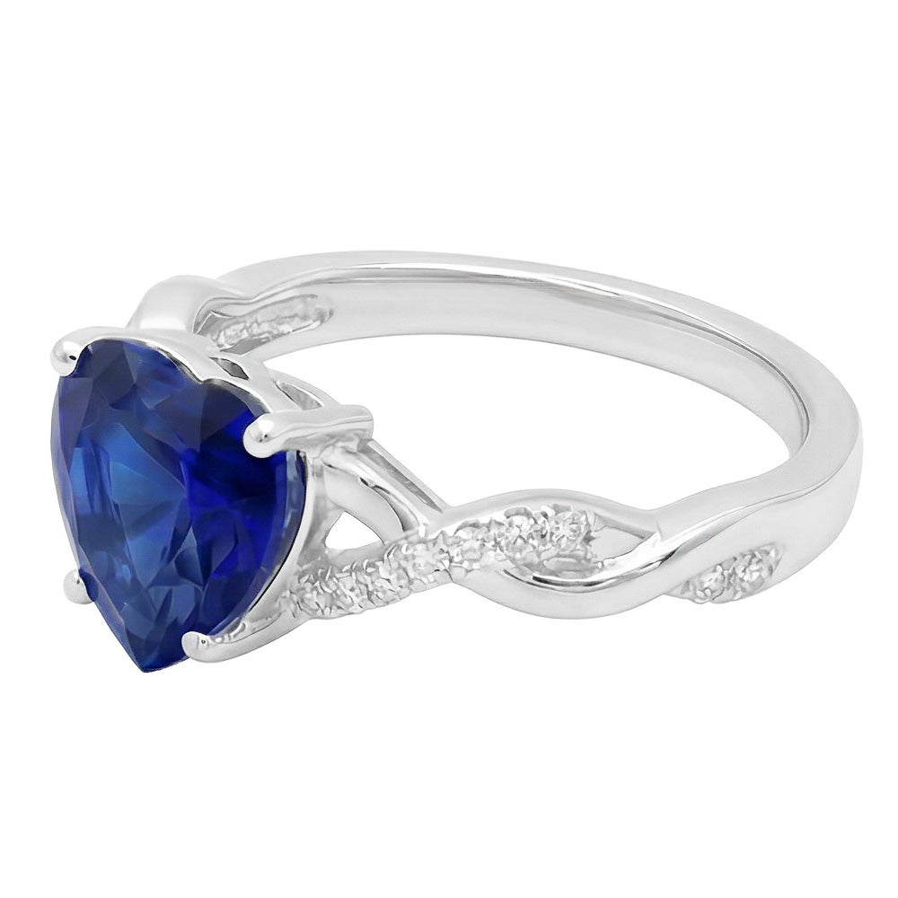 natural round sapphire 3.50ct ring close up detail
