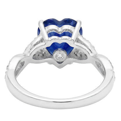 natural round sapphire 3.50ct ring profile view