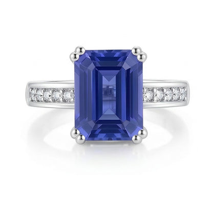 White Gold Ladies Natural Earth Mined Diamond Ring 3.25 Carats Basket Set Ceylon Sapphire