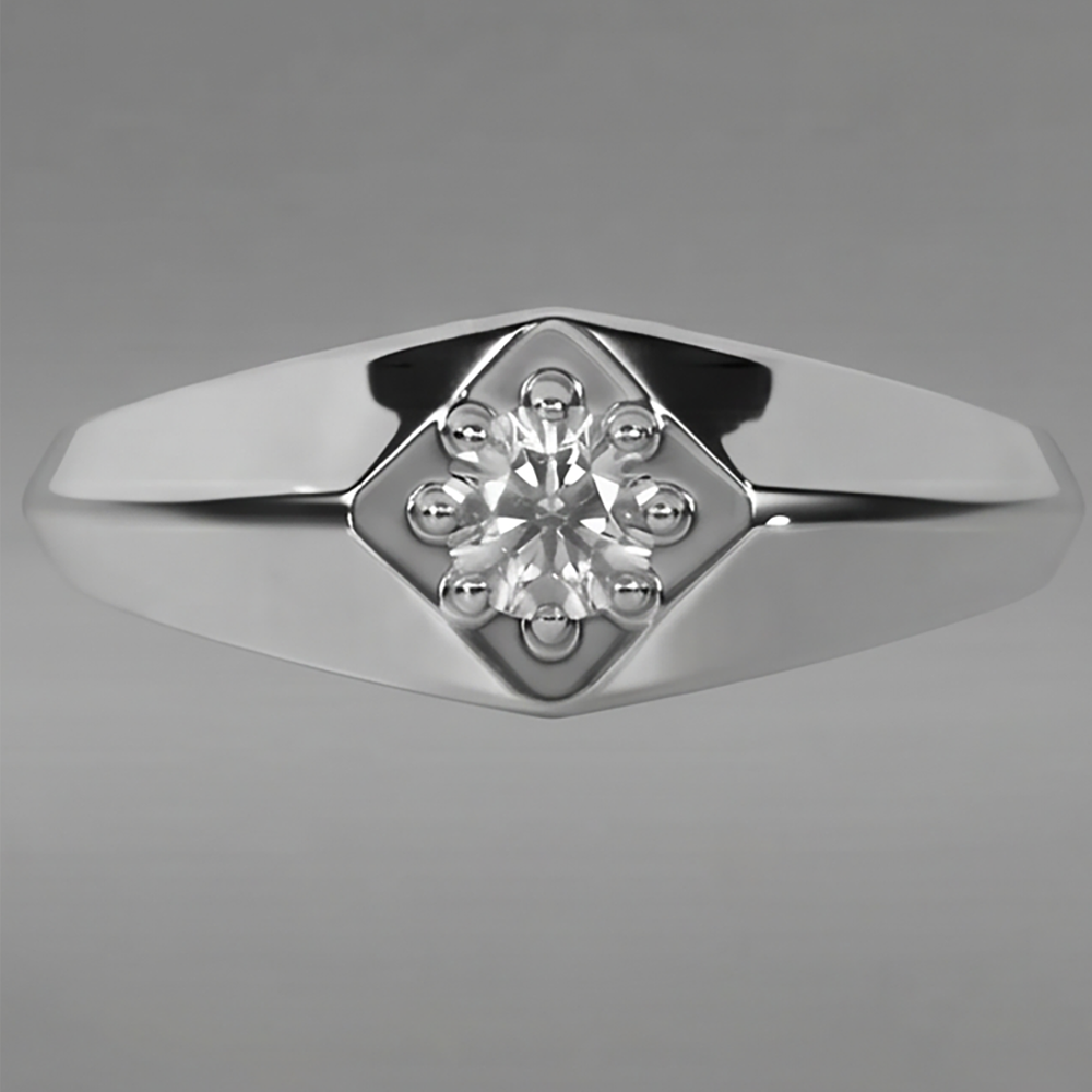 White Gold Men’s Pinky Ring Diamond