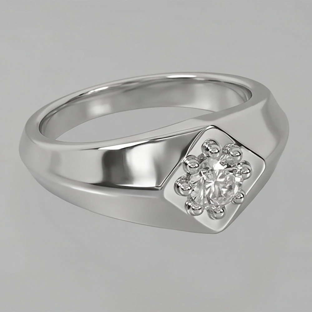 White Gold Men’s Pinky Ring Diamond