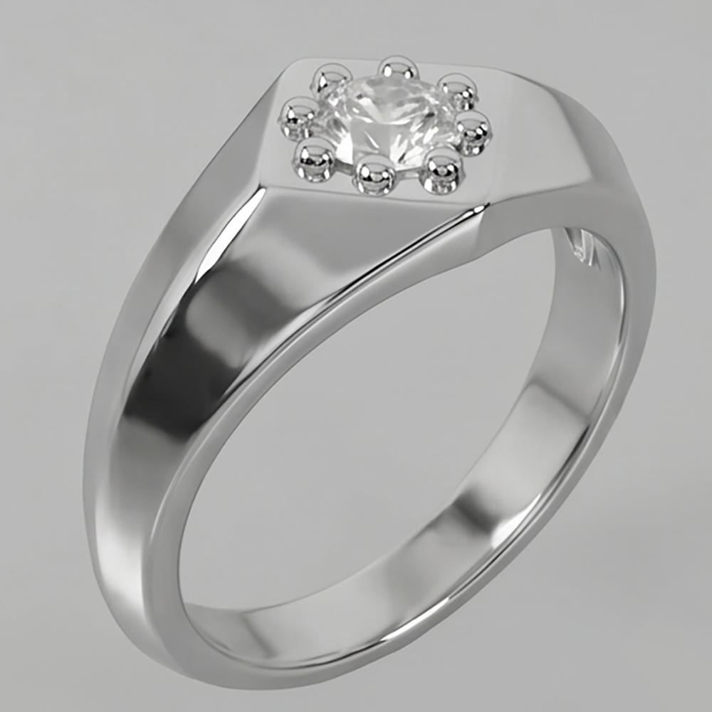 White Gold Men’s Pinky Ring Diamond