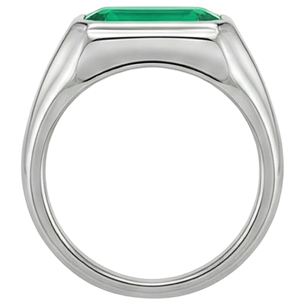 Natural Real ( Not Lab Grown ) White Gold Men’s Ring Green Emerald GIA Gemstone