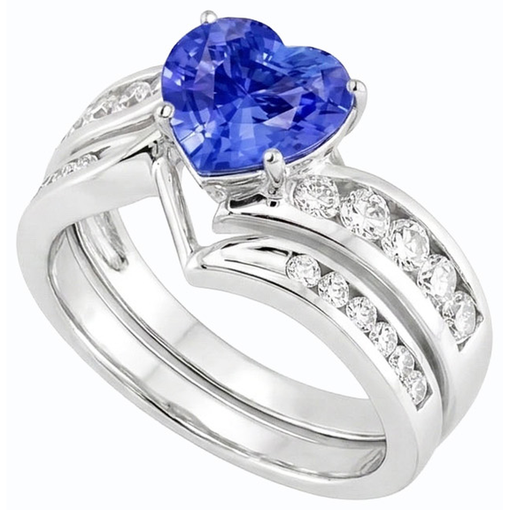 natural round sapphire 4ct ring top view