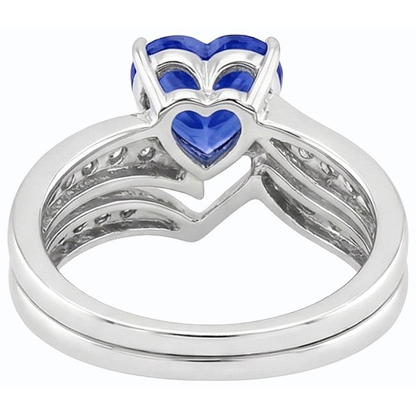 natural round sapphire 4ct ring on white background