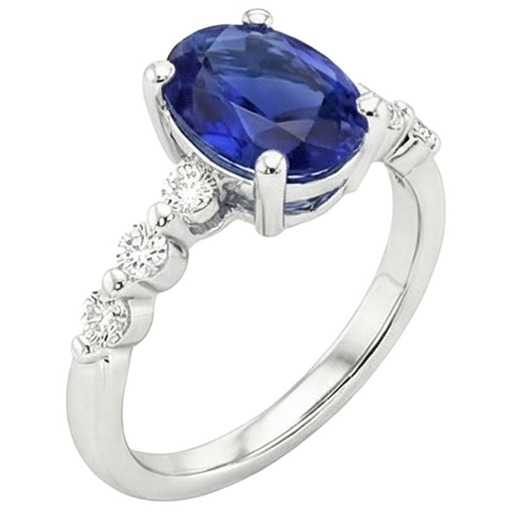 natural round sapphire 4.50ct ring side angle