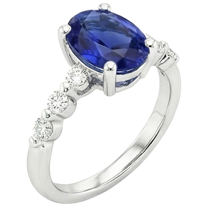 natural round sapphire 4.50ct ring side angle