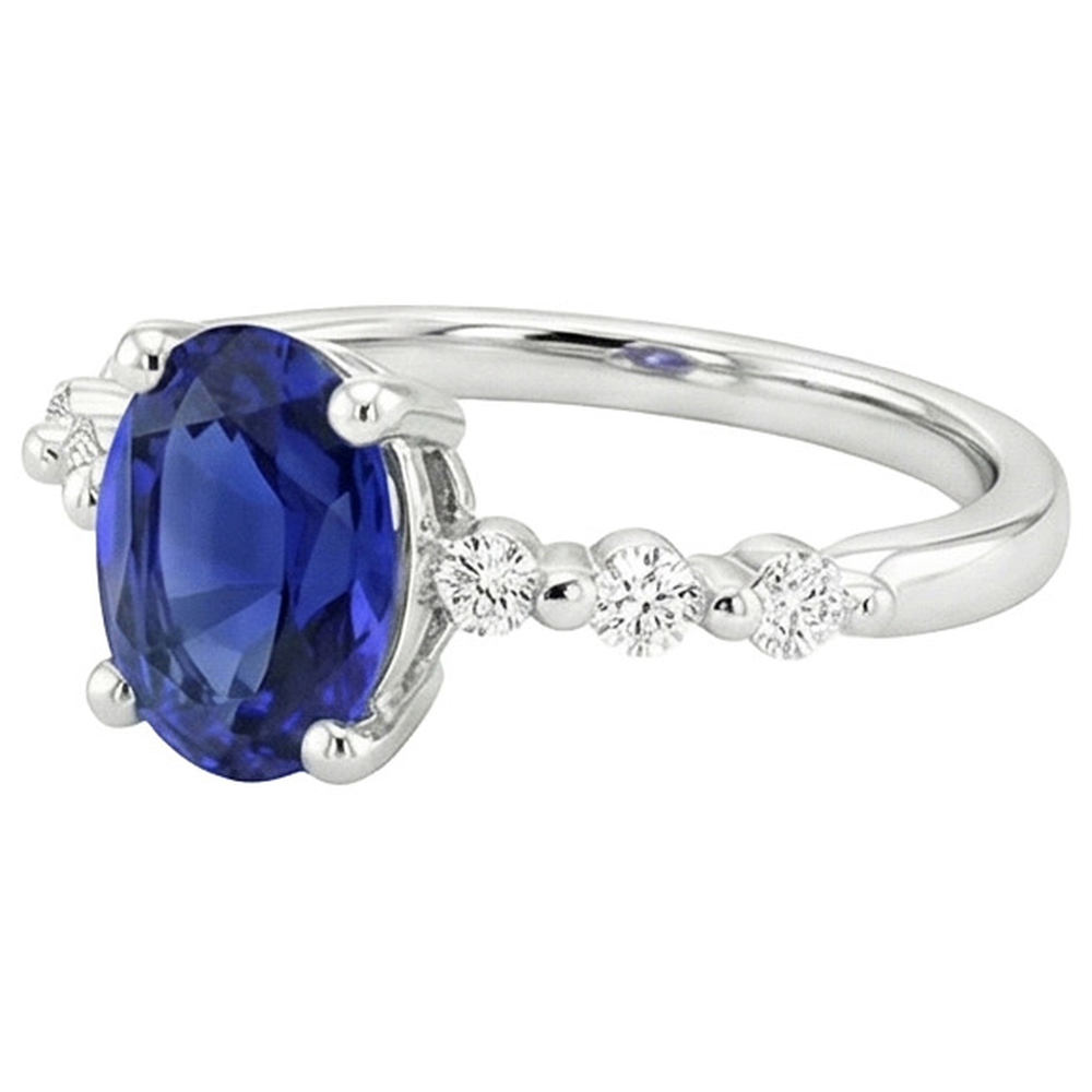 natural round sapphire 4.50ct ring top view