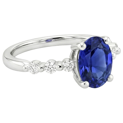 natural round sapphire 4.50ct ring profile view