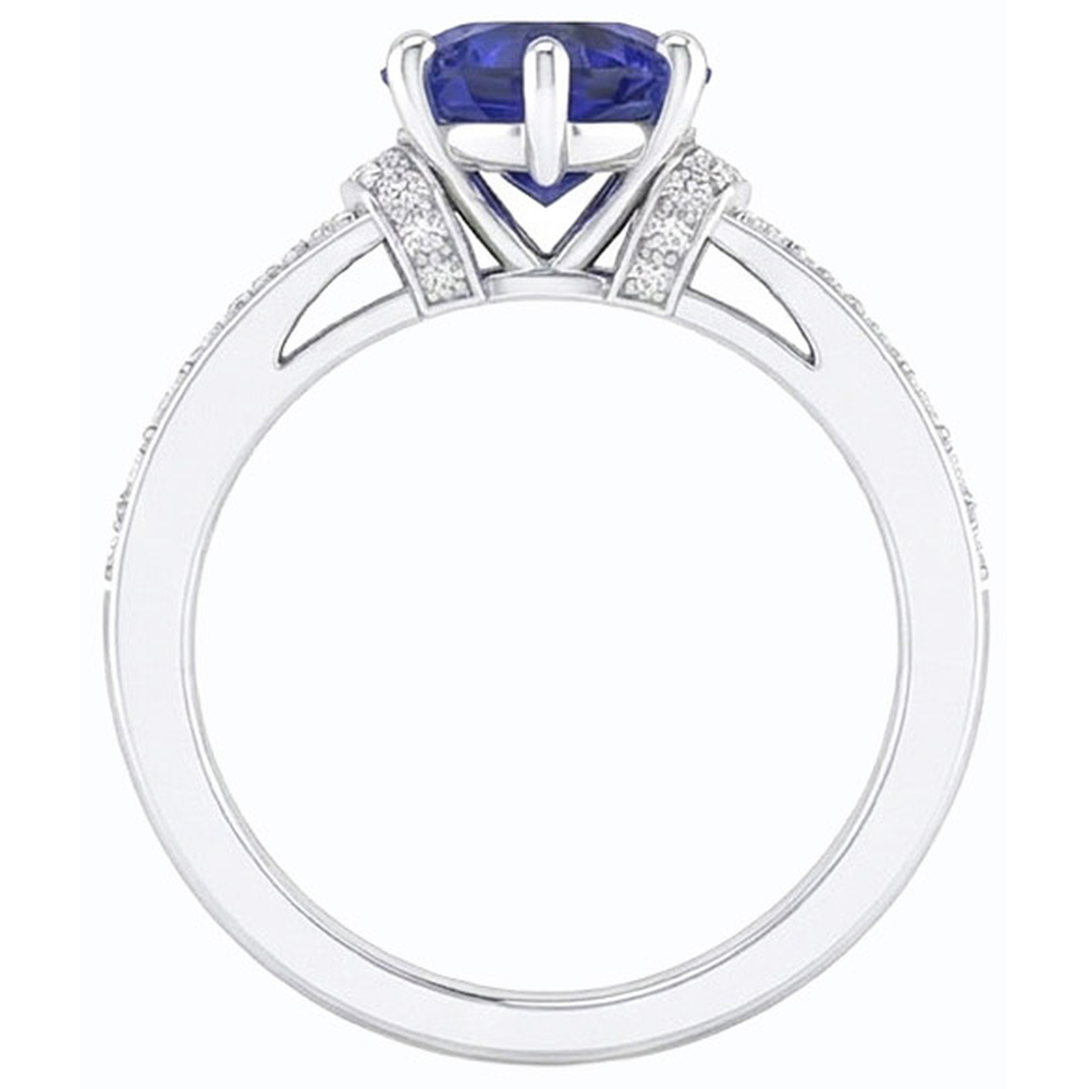 White Gold Natural Earth Mined Diamond Jewelry Heart Sapphire Ring & Accents 3.50 Carats