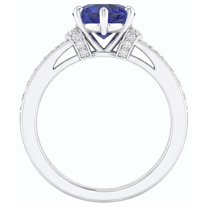 White Gold Natural Earth Mined Diamond Jewelry Heart Sapphire Ring & Accents 3.50 Carats