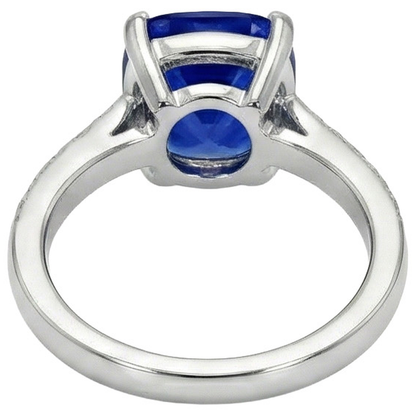 White Gold Natural Earth Mined Diamond Ring Cushion Ceylon Sapphire Accented 6 Carats