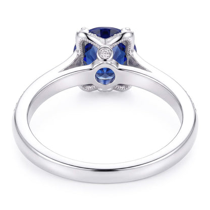 White Gold Natural Earth Mined Diamond Ring Deep Blue Sapphire With Accents 2.50 Carats