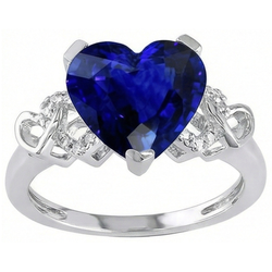 Natural Sapphire Ring 3.50ct - White Gold 14K