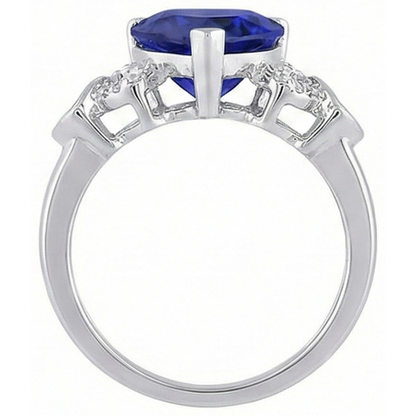 natural round sapphire 3.50ct ring on white background